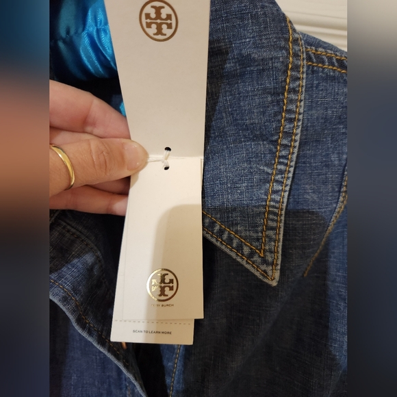 Tory Burch Denim Shirt Dress Blue NWT - Picture 7 of 12